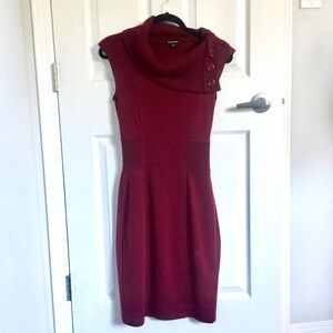 Le Chateau Burgundy Asymmetrical Neck Dress